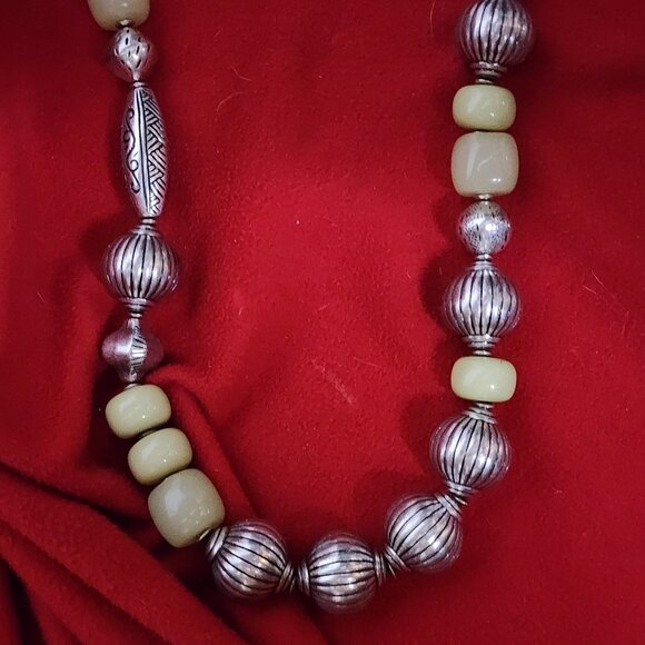 Chico's Vintage Chunky Lime and Silver Tone Beaded 39" Necklace with 5" Extender - Picture 16 of 16